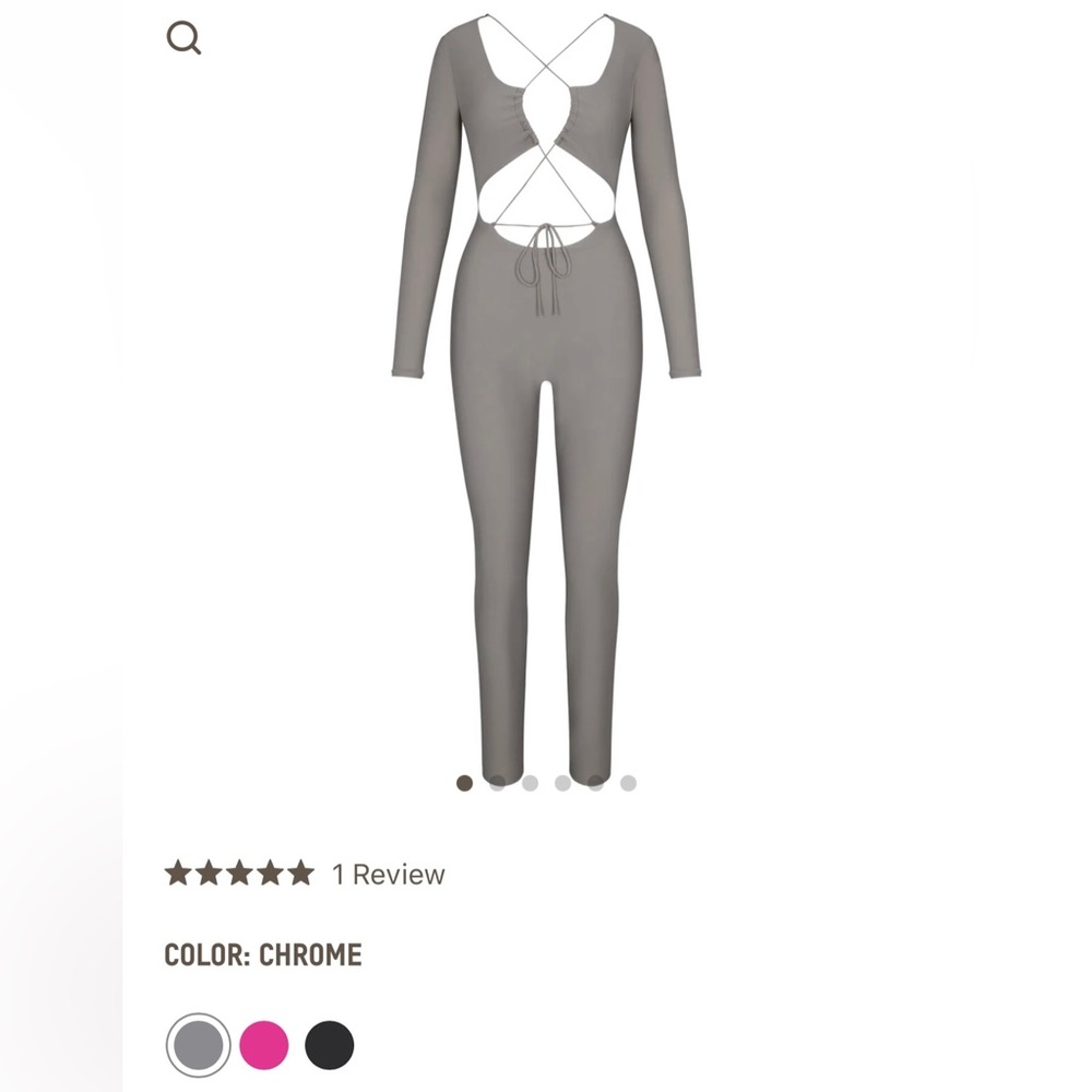 Skims Lace Up Catsuit in color chrome.